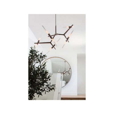 Industrial Chandelier Metal Acrylic Branch Pendant Lamp Light Ceiling Fixtures (10-BLACK)[RE]