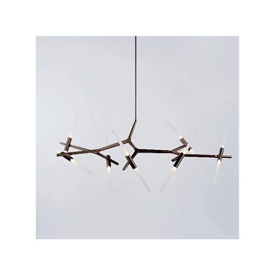 Industrial Chandelier Metal Acrylic Branch Pendant Lamp Light Ceiling Fixtures (10-BLACK)[RE]