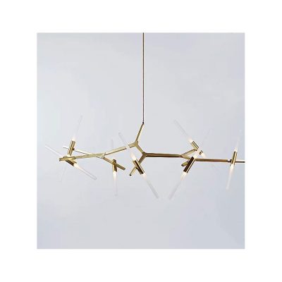 Industrial Chandelier Metal Acrylic Branch Pendant Lamp Light Ceiling Fixtures (10-Light Gold)[RE]