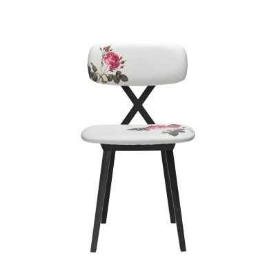 X Chair with Flower Cushion Set of 2 pieces